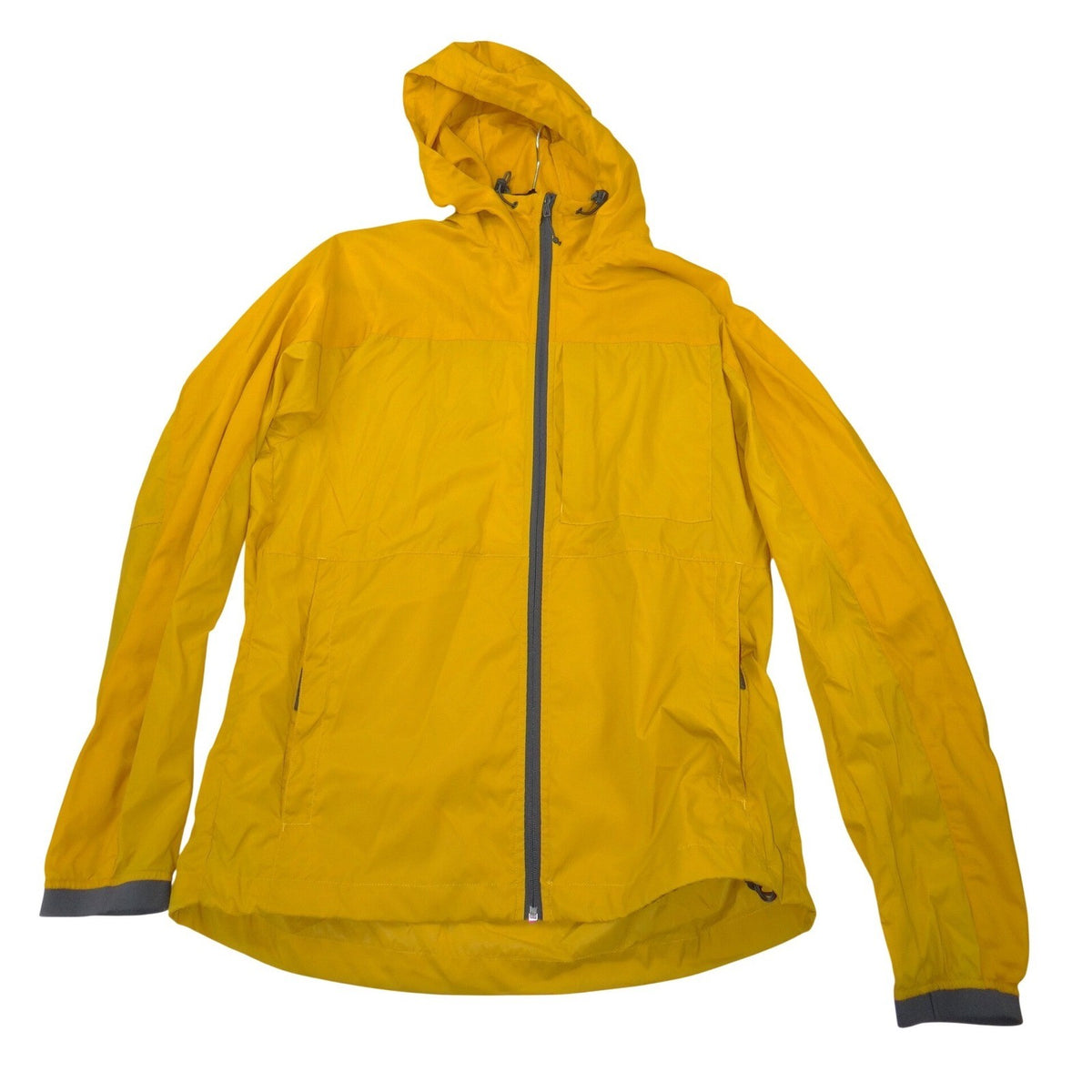 HM Mens Yellow Hooded Windbreaker Lightweight Zip Up Jacket Size M 20130