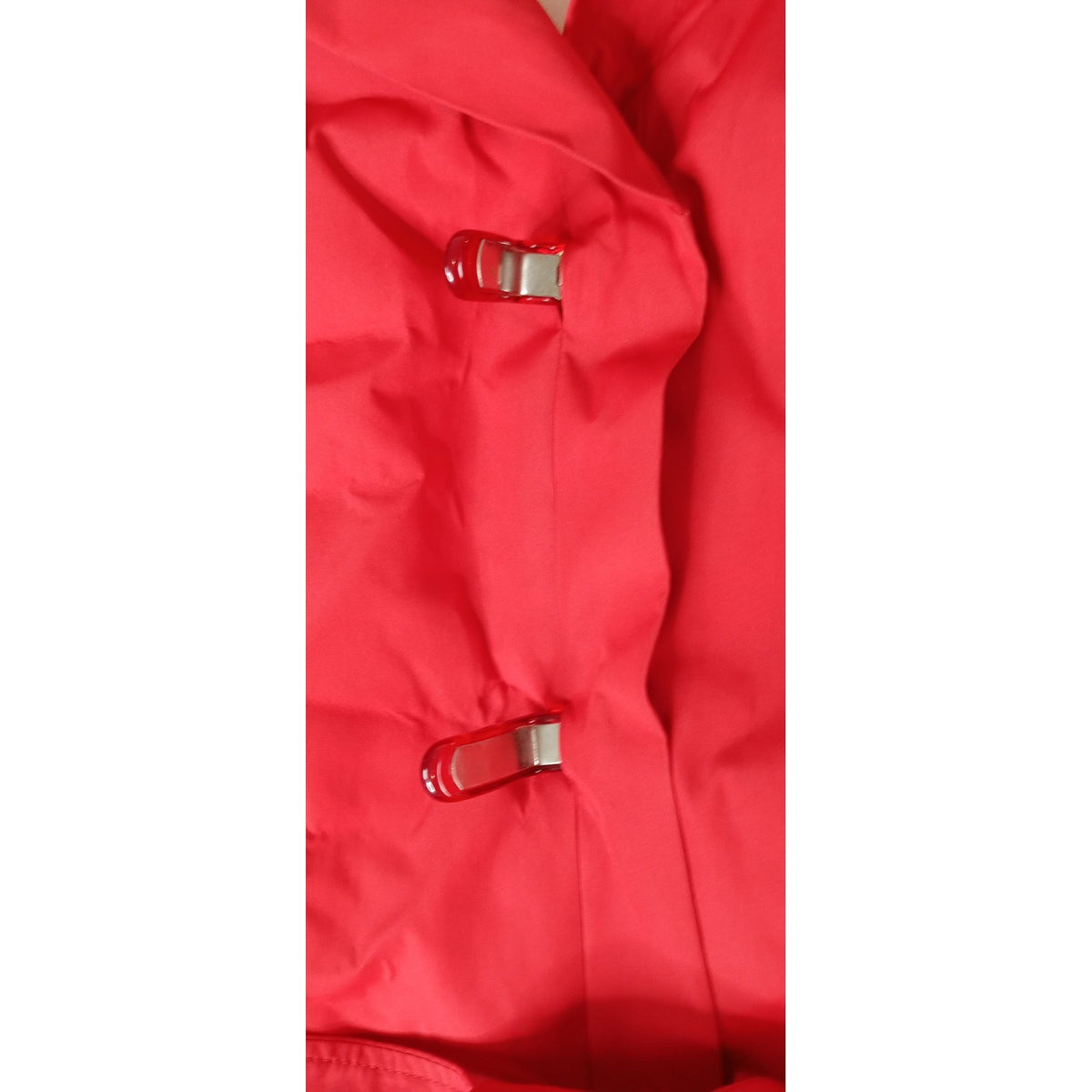 Vintage Drizzle Women's Red Hooded Belted Trench Coat Rain Jacket Size 14R7