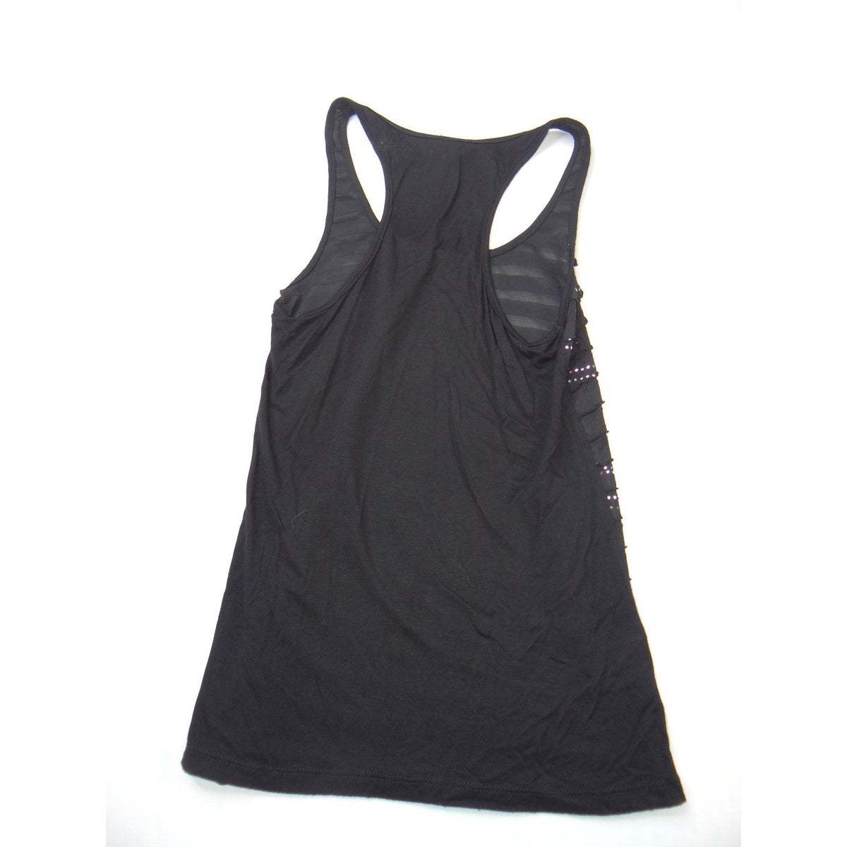 Y2K Candy Rain Womens Black Ruffle Sequin Racerback Tank Top Size L Slim Fit4