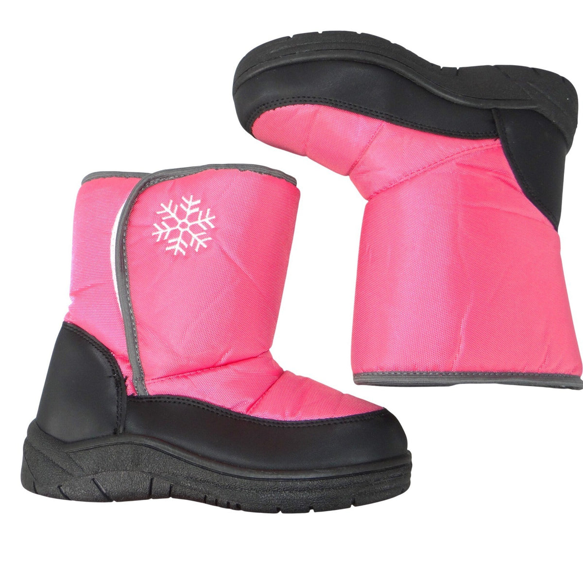 Girls Pink Snow Boots Snowflake Insulated Winter Faux Fur Lined Size 20