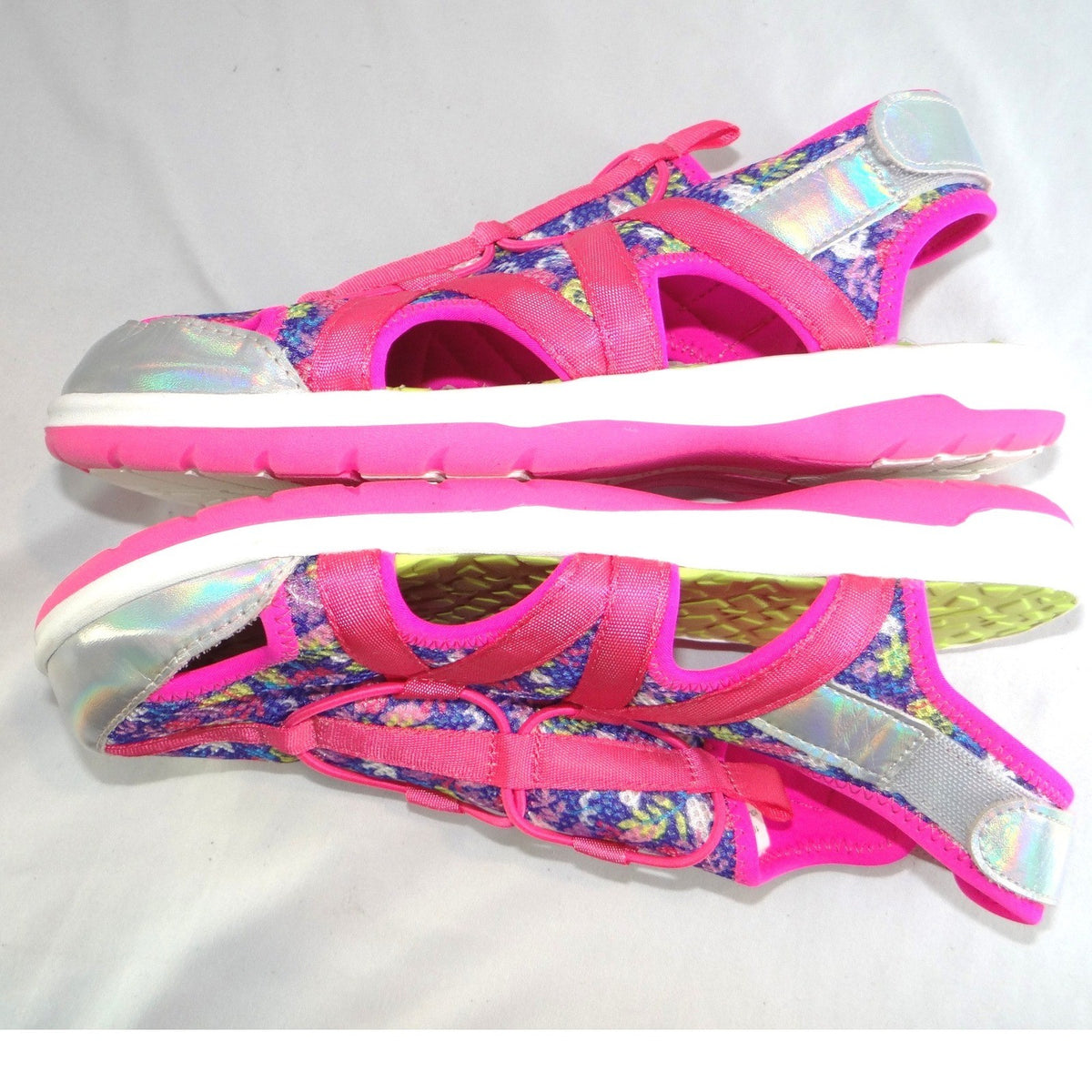 Lands End Youth 6M Girls Sport Sandals Pink Floral Holographic Water Shoes2
