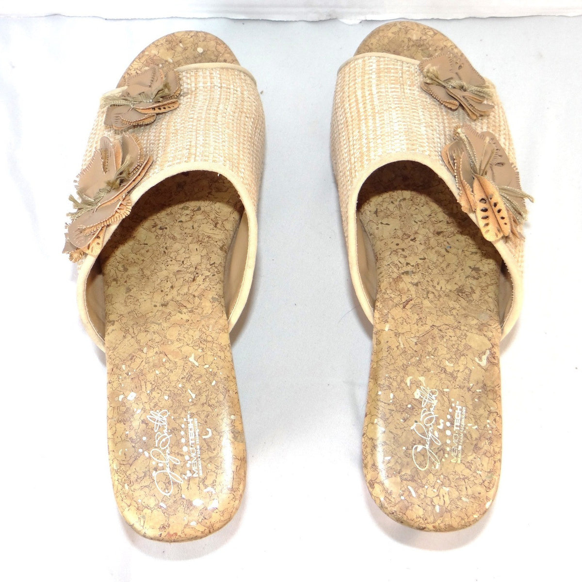 Jaclyn Smith Adina Natural Wedge Sandals Floral Cork Platform Beige Womens 10M5