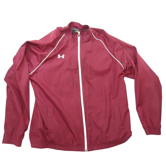 Under Armour Mens XL Maroon Full Zip Track Jacket Mesh Lined Burgundy Mock Neck0