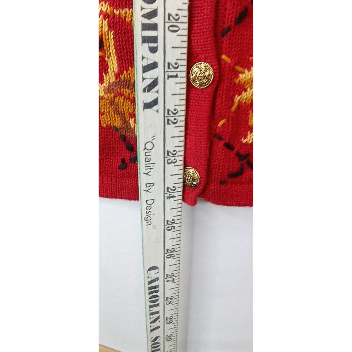 Vintage Susan Bristol Red Embroidered V Neck Button Sleeveless Vest Femme L