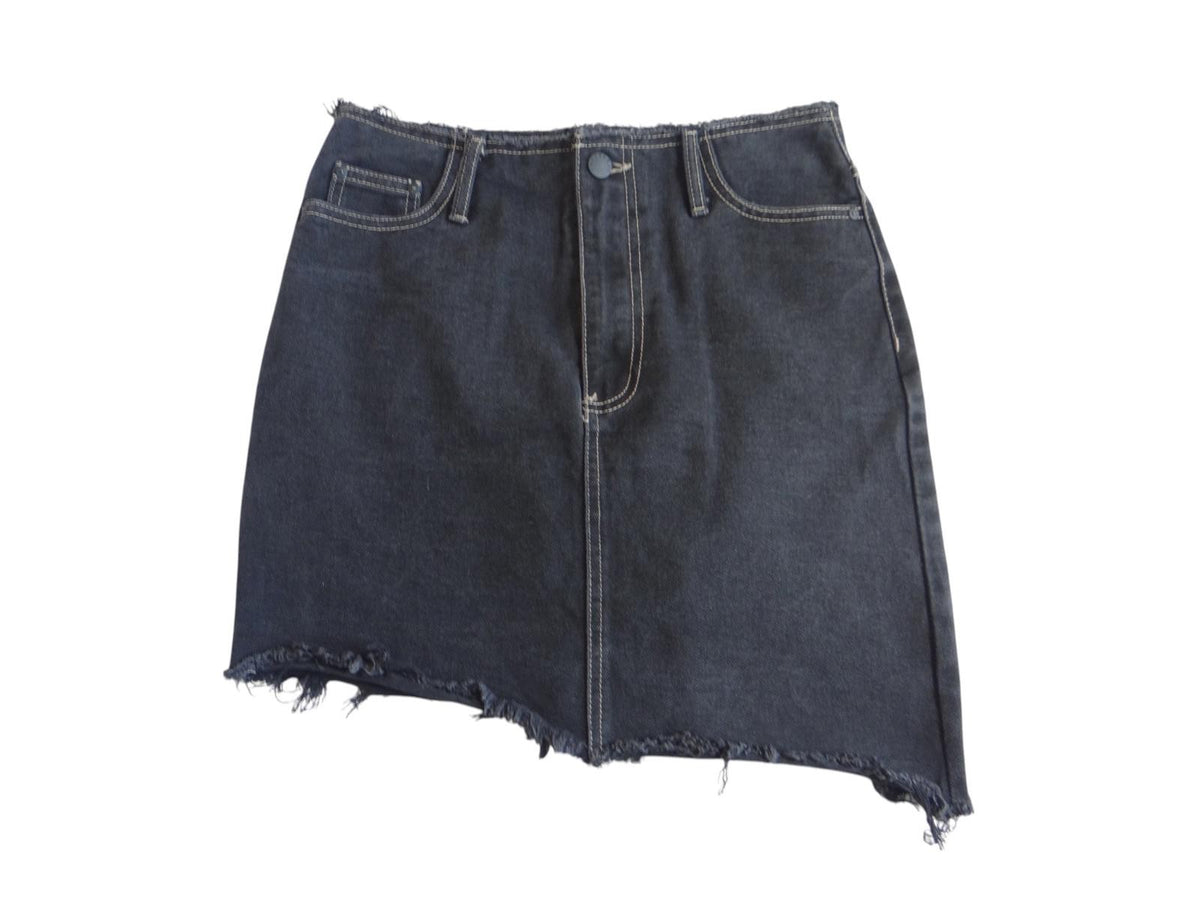 Forever 21 Distressed Black Denim Skirt0
