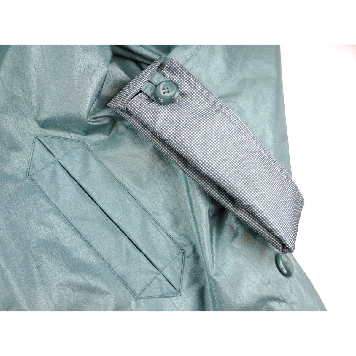 Vintage British Mist Teal Raincoat Women's Size 16 Trench Style Water Resistant5