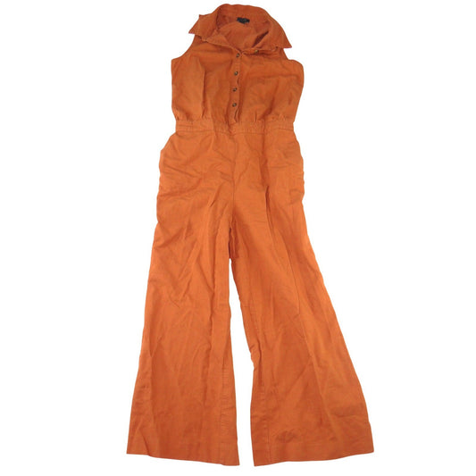 Ann Taylor Factory Burnt Orange Sleeveless Wide Leg Button Front Jumpsuit 00