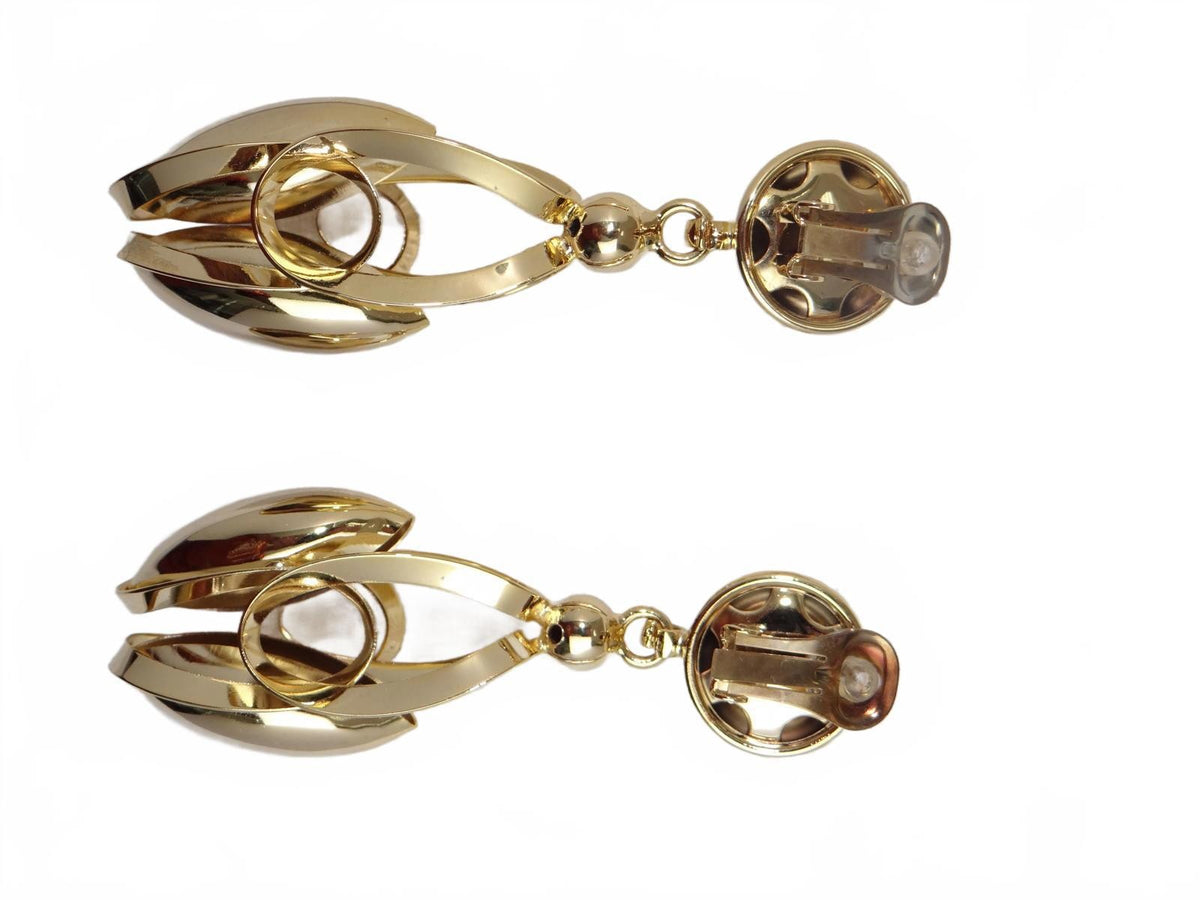 Gold Tone Modern Clip-On Earrings2