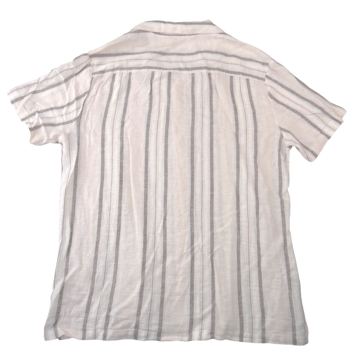 Porter & Ash Mens Large Linen Blend Striped Short Sleeve Button Up Shirt Cream