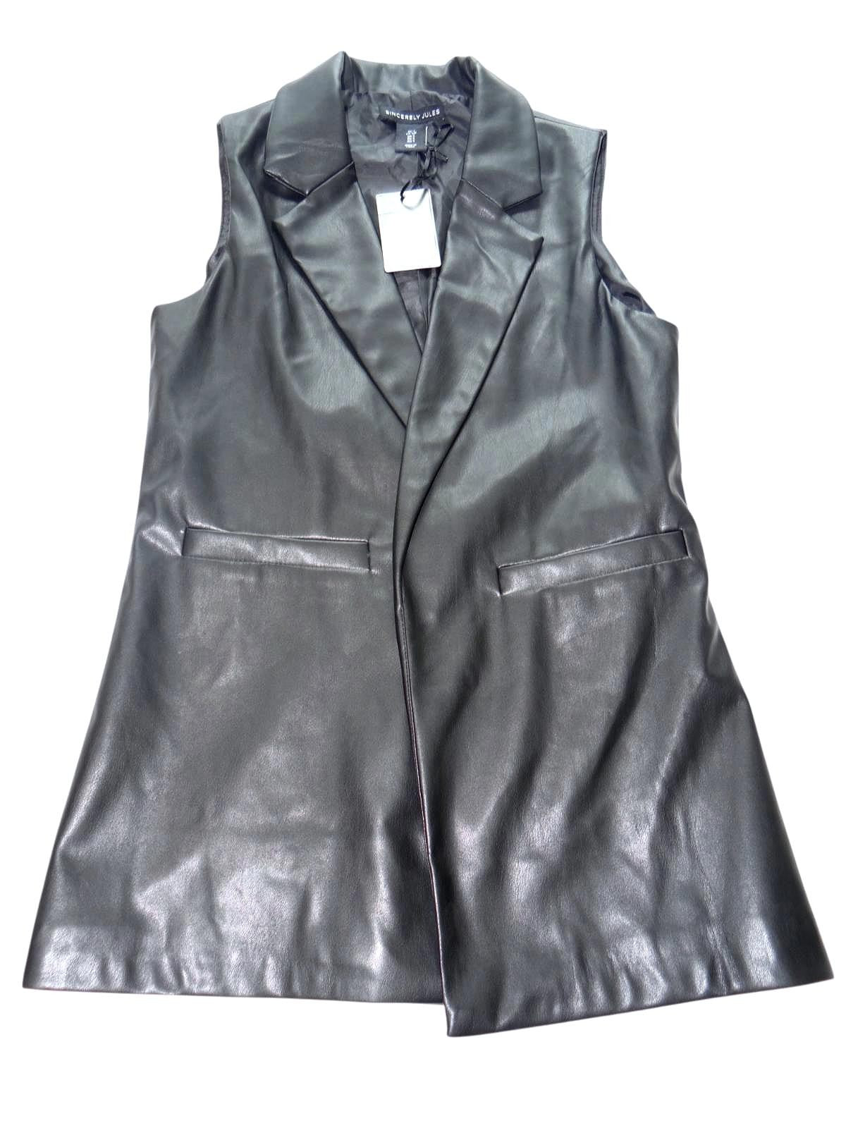 Sincerely Jules Women's Sleeveless Faux Leather Vest   Stylish & Chic0