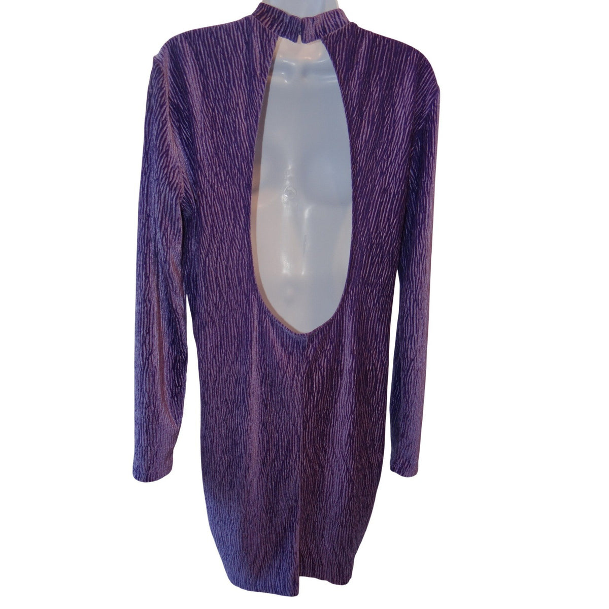 H&M Divided Purple Textured Mock Neck Long Sleeve Mini Dress Size L