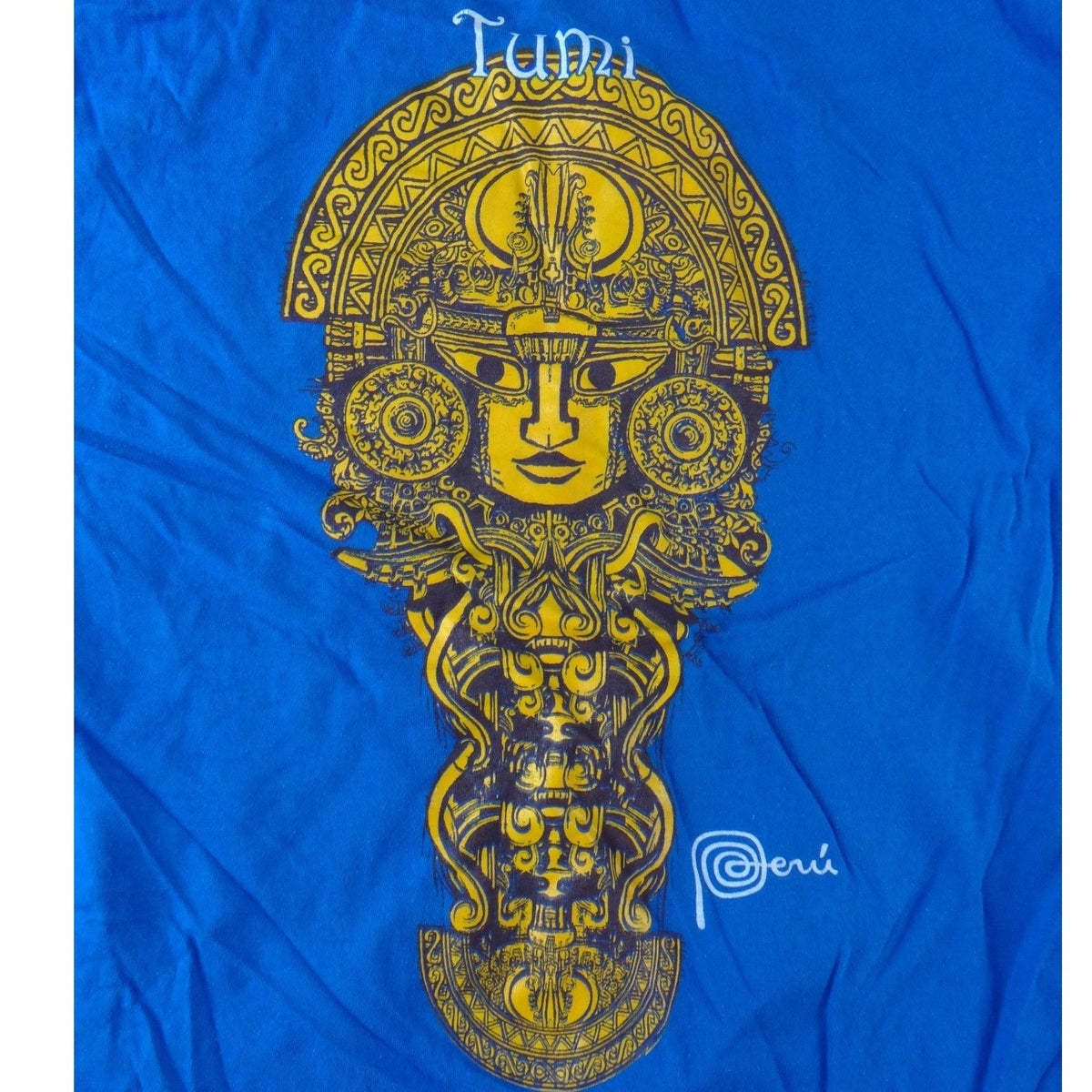 The Ayllu Peru Tumi Graphic T Shirt Mens Medium Blue Peruvian Short Sleeve3