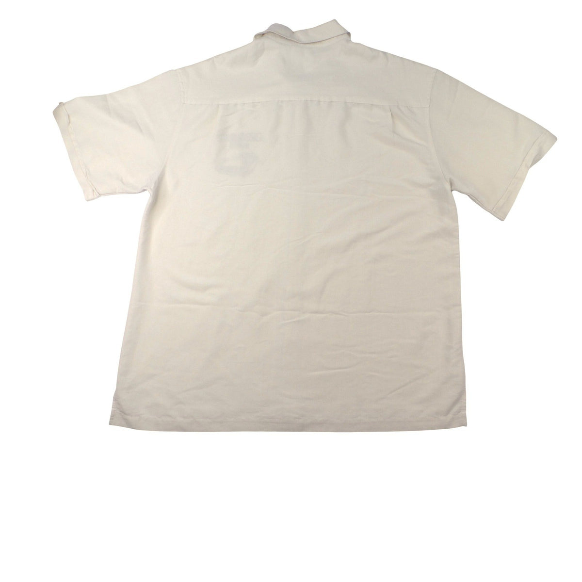 Centro Mens XL Short Sleeve Button Up Shirt Cream Midnight Diner Car Embroidered